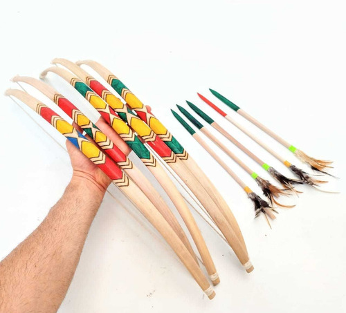 Imagem 4 de 5 de Arco E Flecha Jenipapo Arma Indígena Decoração Rústica
