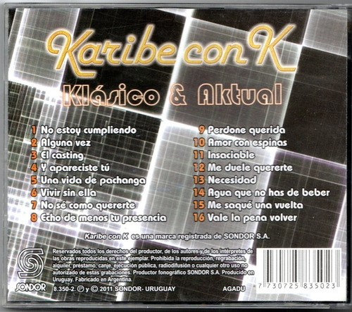 Imagen 2 de 2 de Karibe Con K - Klasico & Aktual / Cd Nuevo