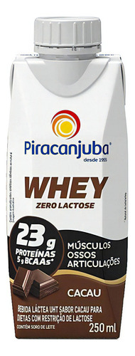 Kit Com 12 Bebida Piracanjuba Whey 250 Ml - Sabor Cacau