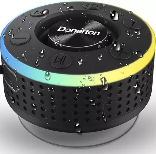 Donerton Altavoz de ducha Bluetooth, altavoz inalámbrico impermeable IPX7  con ventosa, altavoz portátil, sonido envolvente HD 360, mini altavoces