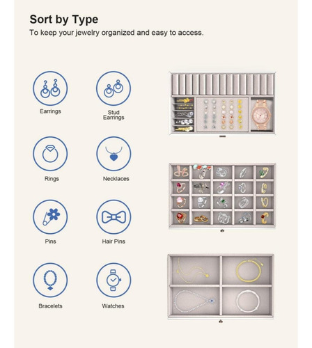 Joyero Caja De Joya Dos Capas Tipo Maleta Organizador Joyas