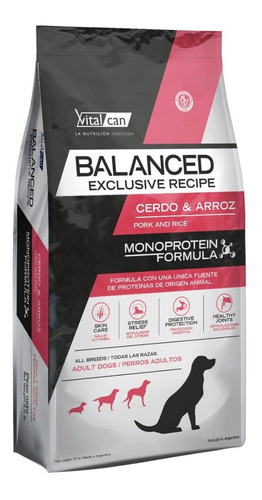 Alimento Perros Vitalcan Balanced Cerdo Y Arroz 3kg