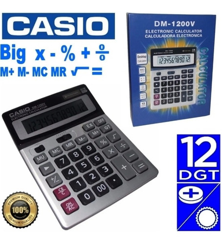 Calculadora Casio Dm1200v 12 Digitos Tamaño Grande M Y Detal