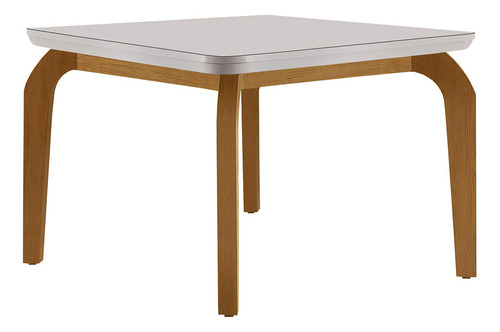 Mesa Sala De Jantar Liz 120cm Em Mdf E Vidro Com Canto Copo