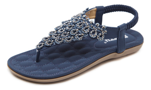 Sandalias Planas Thong De La Mujer, Blue H B078h8vn9r_060424