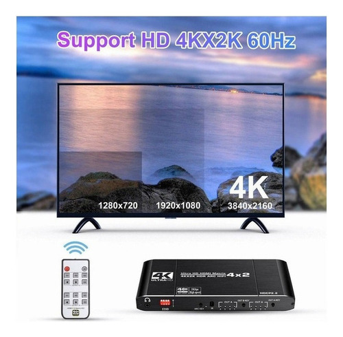 Divisor Kuwfi Hdmi Matrix 4k 60hz Hdr 4 Entradas 2 Salidas