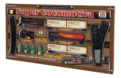 Trem de Brinquedo com Trilhos Elétrico Ferrorama Locomotiva com Luz e Som