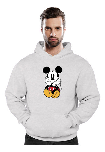 Poleron Con Capucha Mickey Sentado Moda Hombre