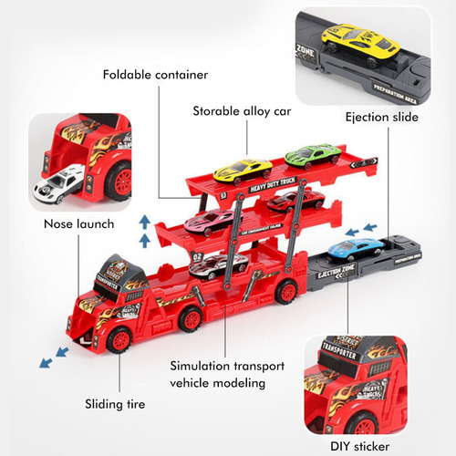 Camión Transportador De Coches Toys Mega Huler Truck Con 6 M