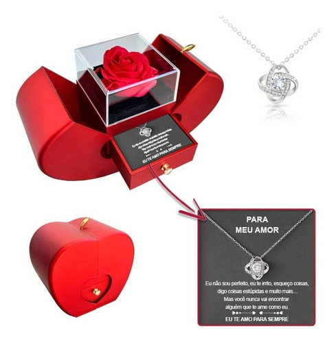 Collar De Plata De Ley 925 Con Rosa Real - For My Love