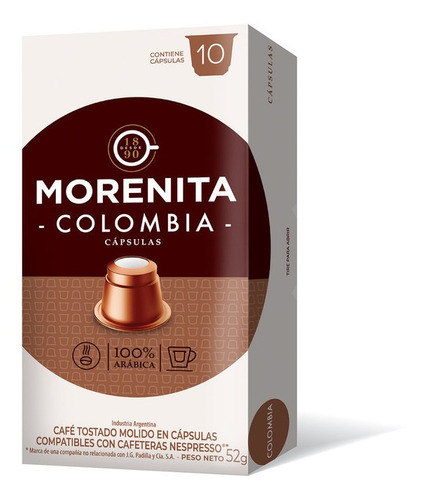 Cafe En Capsulas La Morenita Espresso Colombia 10 Capsulas