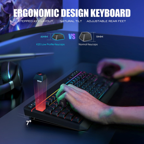 Combo De Teclado Y Mouse Inalámbricos Redthunder K20 Tkl Rgb Color Del Teclado Color Del Mouse