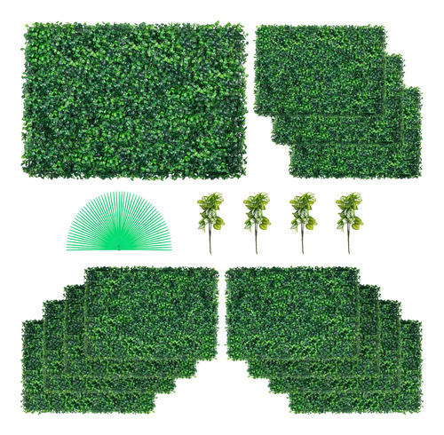 Vevor 12 Pzs Muro Verde Follaje Artificial Sintético 60x40cm
