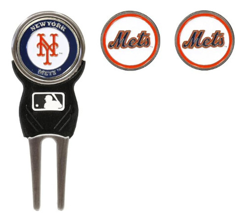 Mlb New York Mets Divot Tool Pack Con 3 Marcadores De Pelota