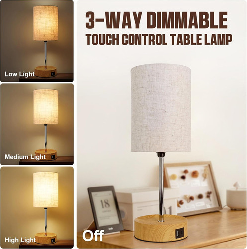 Lámpara De Mesa Para Sala De Estar, Control Táctil Regulable