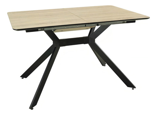 Mesa De Comedor Extensible Amalfi 120 A 160 X 80cm Mdf De Alta Densidad Melamina Simil Roble. Estructura Y Patas De Hierro Pintadas Al Horno Epoxi. Sistema Extensible Mediante Trampa Bidireccional.