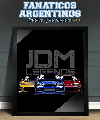 Cuadros Autos Japoneses Jdm Legends Modelo 2 30x40 Cm Negro