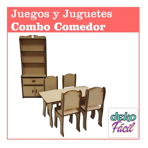 Combo Comedor Para Casa De Muñecas De 29 Cm