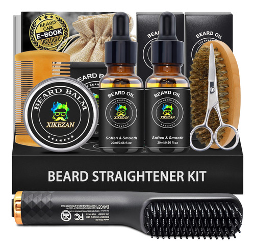 Kit De Aseo Para Barba, Con Alisador De Barba, Aceite De Bar