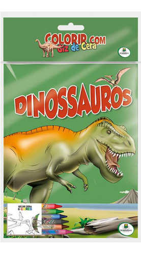 Livro Colorir Com Giz De Cera: Dinossauros