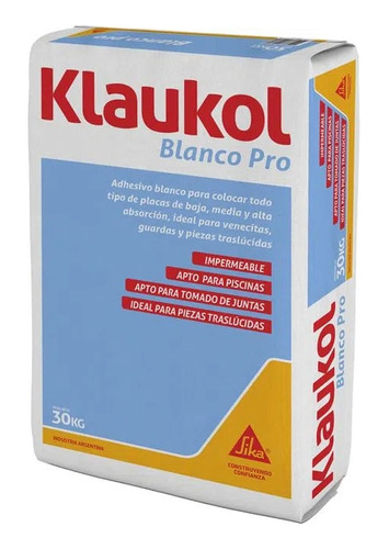 Pegamento Klaukol Blanco Pro 30kg Adhesivo Venecitas Piscina