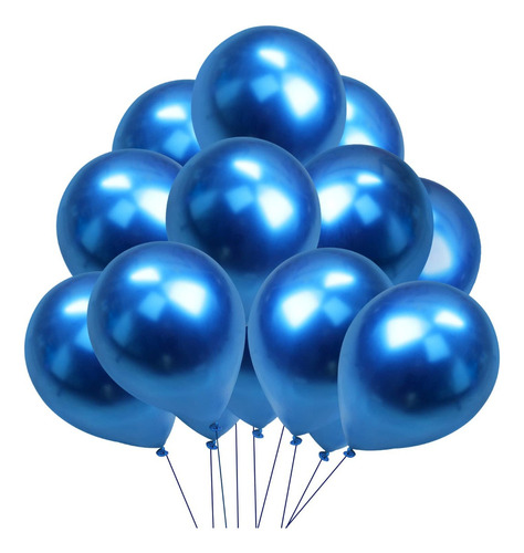 Globos Cromados Azul R-9 23 Cm 50 Unidades Somoscotillon