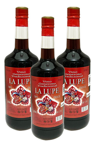 Tripack Vino Generoso Tradicional La Lupe Tipo Jerez 1l