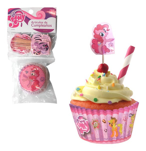 Set Cupcakes Y Picks My Little Pony Pinkie 48 Unidades