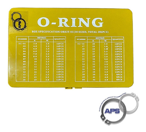 Imagen 4 de 6 de Estuche Oring Aps Medidas Milimétricas N70 386 Piezas