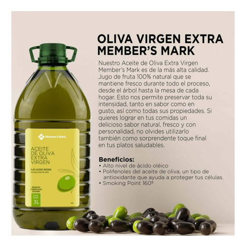 Aceite De Oliva Member's Mark Extra Virgen 6 Litros