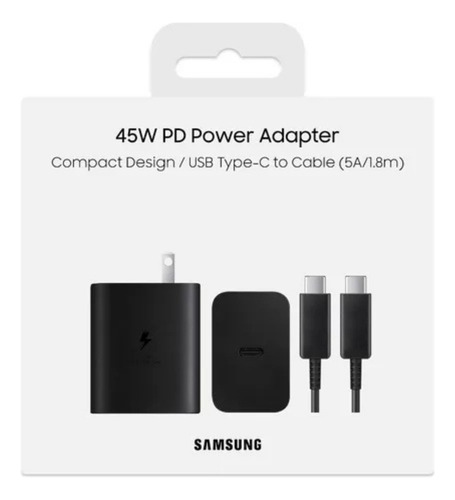 Cargador Samsung 45w Pd Original Cable 1.8m Tipo C A C 5a