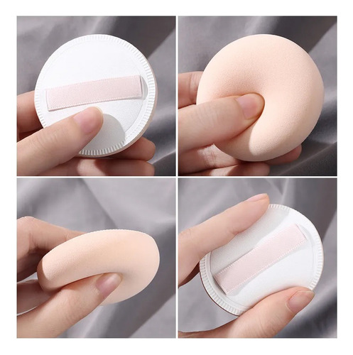 Set De 2 Esponjas Puff Para Aplicar Maquillaje + 1 Brocha