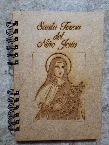 Libreta Mdf Corte Laser Santa Teresa Del Niño Jesus 1/2 Cart