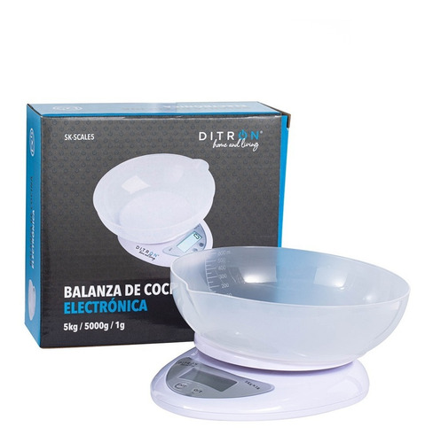 Imagen 5 de 6 de Balanza Digital De Cocina A Pilas Tara 1gr 5kg Bowl Ditron
