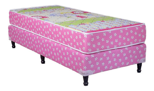 Sommier Y Colchón Maxiking Una Plaza Infantil Rosa