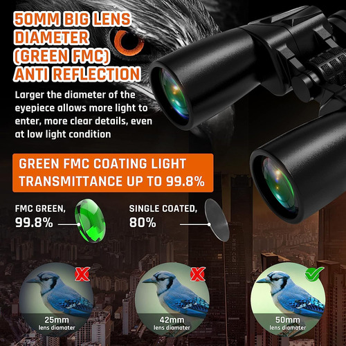 10-30x50 Zoom Binoculars For Adults, High Powered Military B