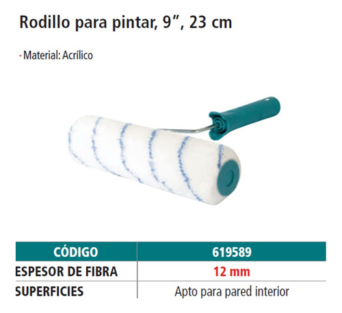 Rodillo de pintura Iusa 619589 de 23cm de lana sintética