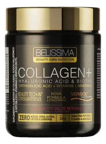 Collagen Plus 264 Gr Colágeno Sabor Morango Belissima