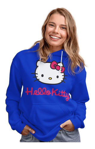 Poleron Hello Kitty + Llavero De Regalo Dama Canguro Algodon Estampado