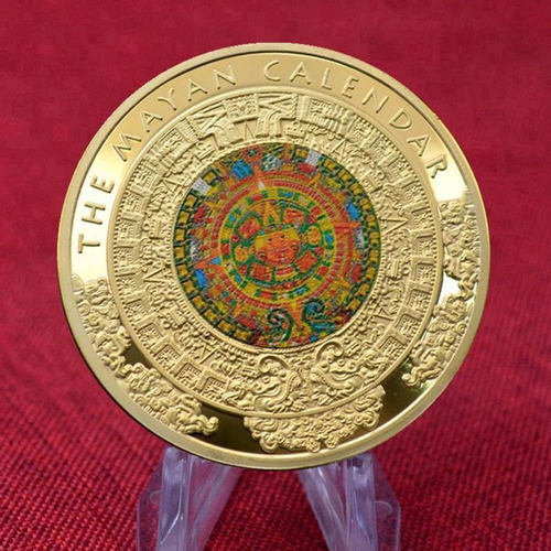 Moeda Asteca Maia Calendário México Comemorativa Dourada