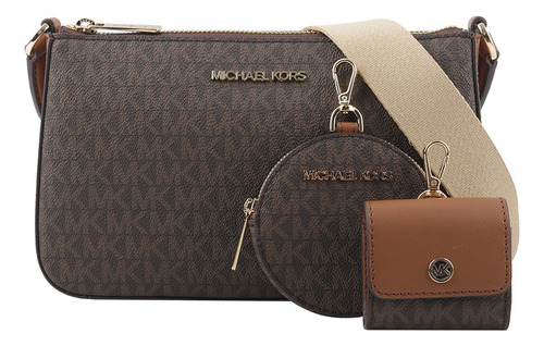 Bolsa Michael Kors Original Jet Set Logo Brown + Airpod Case