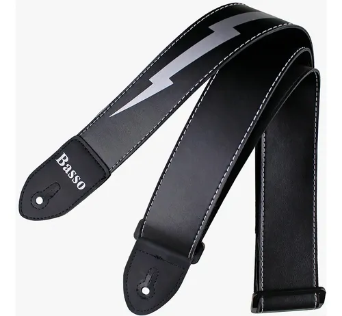 Correia Guitarra Violão Basso Sf 51 Raio Sintético Preto