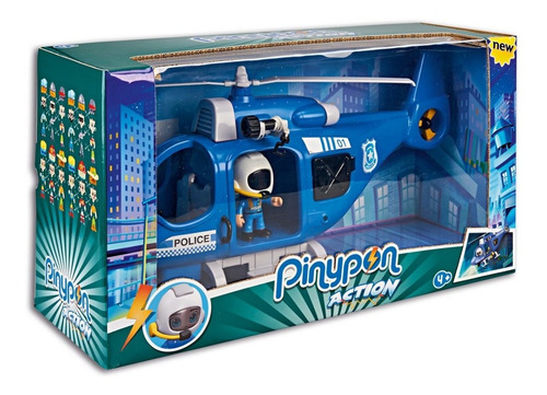 Pinypon Action Helicoptero Policia C/luz Muñeco Piloto Orig