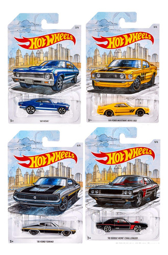 Hot Wheels Detroit Muscle Car Series - Juego De 4 Vehículo.