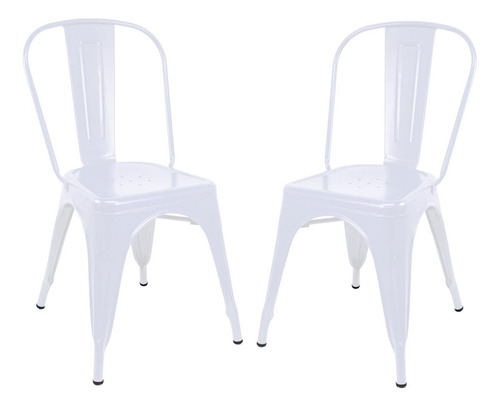 Silla Tolix 2 Piezas Acero Galvanizado Comedor Restaurante Para Exterior Color Blanco Kingshouse