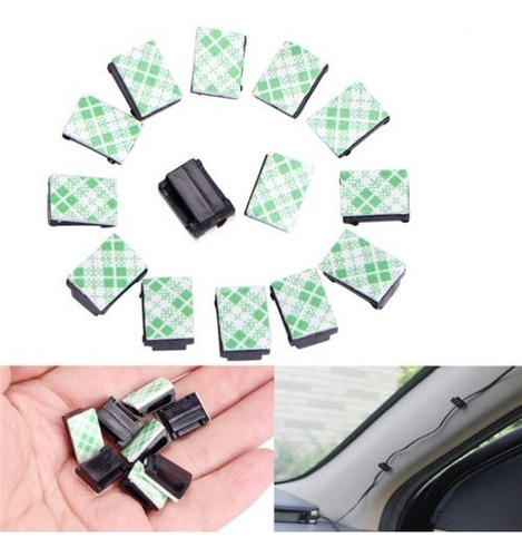 50pcs Cable Clip Negro Coche Corbata Rectángulo Cable Montaj