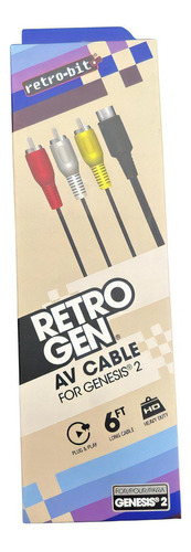 Cable Av Video Para Sega Genesis 2 De 9pin De 1.8m Retro Bit