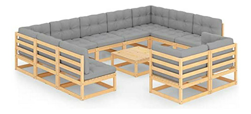 Set Jardín 12 Piezas Con Cojines En Pino, Muebles Patio Sofa