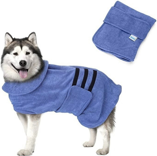 Bata De Baño Toalla Perro Gato Absorbente Ajustable Talla M