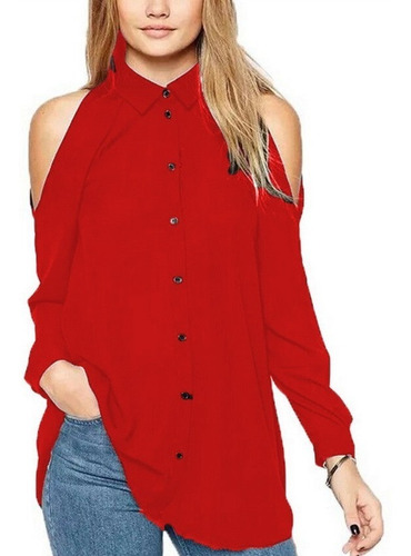 Camisa Camisola Seda Chifon Manga Larga Talla Especial